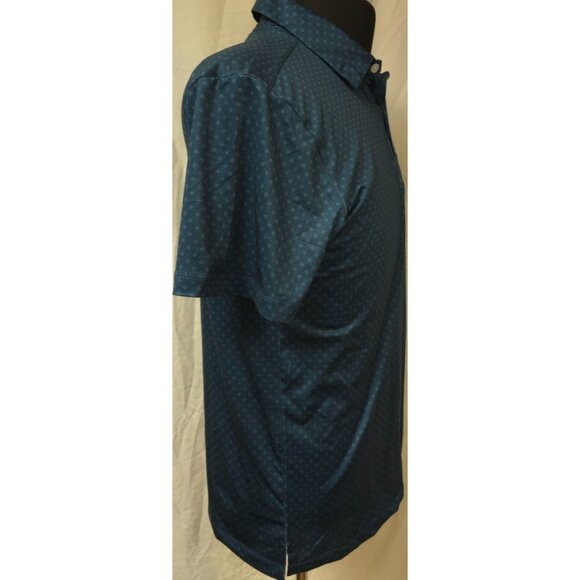 Green Side Mens Small Bluish Green Geometric Floral Outdoor Golf Polo Shirt - Picture 7 of 12